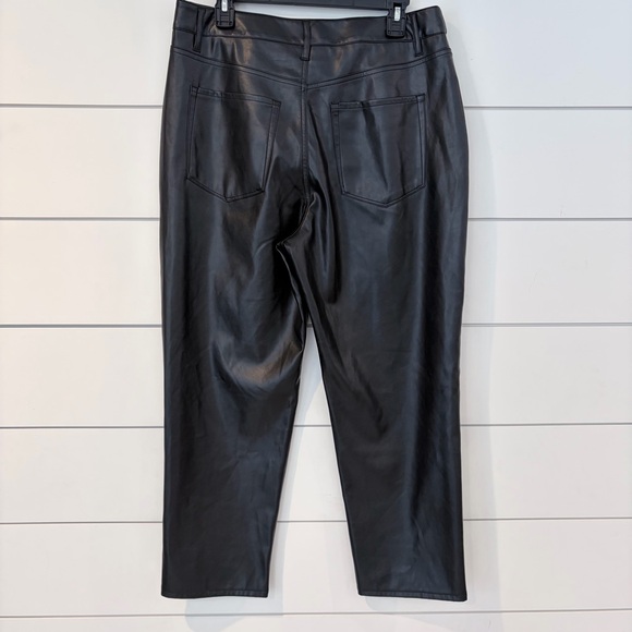 Nine West Faux Leather Straight Pants Black Minimal Chic Office Night Out 12 - Picture 4 of 8